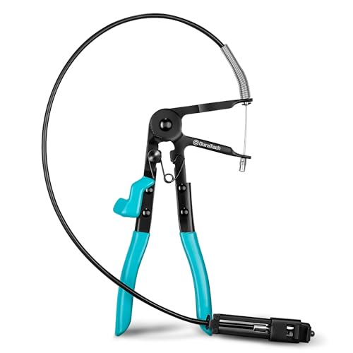DURATECH Flexible Hose Clamp Pliers, 27" Long Reach Radiator Hose Clamp Removal Tool with Ratchet Locking Mechanisms, Spring Clamp Pliers for Automotive, Car, and Truck Repairs