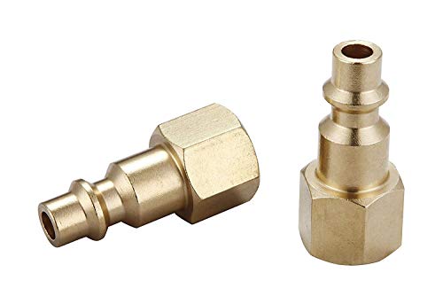 Air Hose Fittings & Coupler Female Plug, 1/4-Inch NPT | Air Compressor Quick-Connect, FNPT Female Plug Kit, Industrial Type D, Solid Brass, 2 Piece - size: 1/4 inch NPT Female Plug, 2 Piece