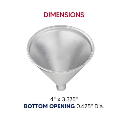 HIC Kitchen Wide-Mouth Aluminum Funnel for Liquids and Dry Goods, 8-Ounce - style: Funnel, 8 Oz.
