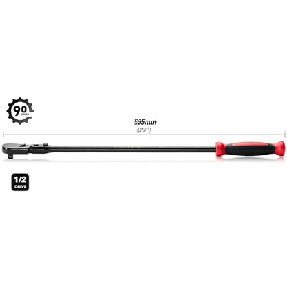 STARWORK TRUE MECHANIC™ 1/2" Drive 90 Tooth Dust-Proof Black Chrome Locking Flex Ratchet, 27-3/8" Length - size: 27-3/8" Length