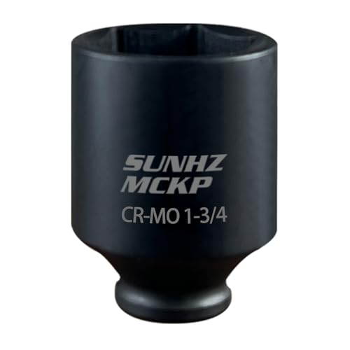 SUNHZMCKP 1/2 Inch Drive Impact Socket, SAE 1-3/4 In Deep Socket, CR-MO, 6 Point Axle Nut Socket for Easy Removal of Axle Shaft Nuts (1-3/4) - color: Sae, size: 1-3/4 inch