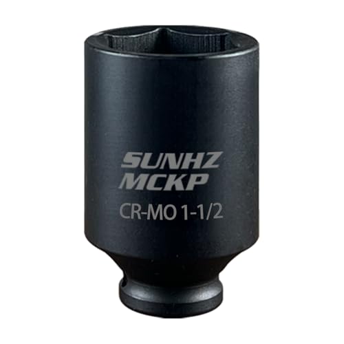 SUNHZMCKP 1/2 Inch Drive Deep Impact Socket, SAE 1-1/2 Inch Socket, 6 Point | Large Sockets, 6 Point Axle Nut Socket for Easy Removal of Axle Shaft Nuts, CR-MO - color: Sae, size: 1-1/2 inch