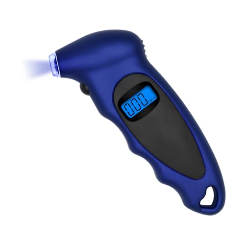 KVAEY Digital Tire Pressure Gauge, 150 PSI 4 Settings Accurate Tire Gauge with Non-Slip Grip, Backlight LCD Tire Pressure Gauge Reader Checker Tool for Car Truck Bicycle Motorcycle (Blue) - color: Blue
