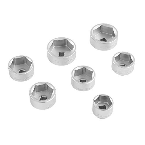 OEMTOOLS 27197 Oil Filter Socket Set, 7 Piece Oil Filter Wrench Set with 24mm, 27mm, 29mm, 30mm, 32mm, 36mm & 38mm Oil Filter Removal Tool for Mercedes, GM, Ford, BMW, MINI, Dodge - style: 7 Piece Socket Set