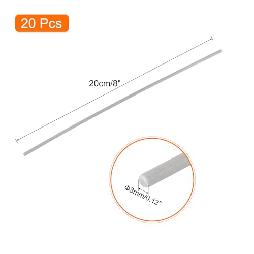 20pcs 8 Inch Plastic Welding Rods TPO Welding Strips Welder Rods for Plastic Welder,Car Bumper, Kayak Repair, Grey