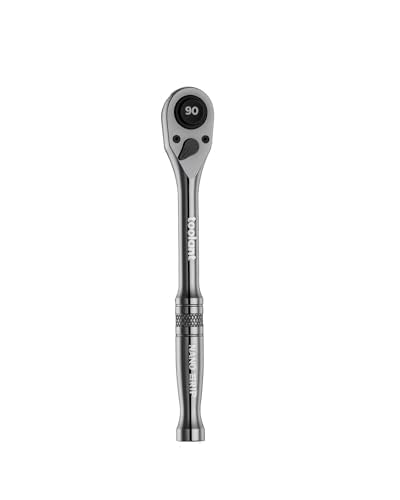 toolant 3/8" Drive Ratchet 90-Tooth Compact Ratchet Wrench 7" Length | 90-tooth ratchet with 4° swing arc, black titanium finish and quick release design provide smooth operation in tight spaces - size: 3/8"-7inch, style: Fix-head Ratchet