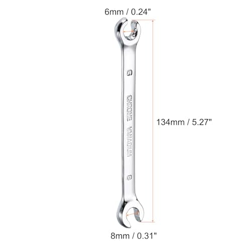 HARFINGTON Flare Nut Metric Wrench 6mm x 8mm CR-V Mirror Polished Chrome Plating Metric Wrench for DIY Hand-making Automotive Repairs and Household Maintenance - size: 6mm x 8mm