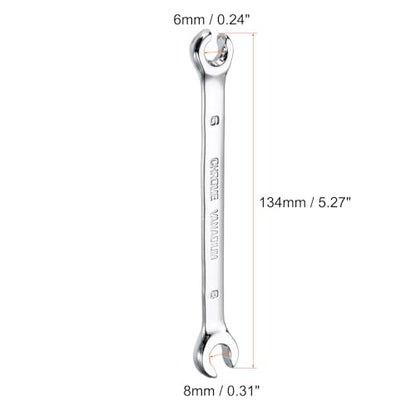 HARFINGTON Flare Nut Metric Wrench 6mm x 8mm CR-V Mirror Polished Chrome Plating Metric Wrench for DIY Hand-making Automotive Repairs and Household Maintenance - size: 6mm x 8mm