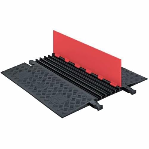 Checkers 5 Channel Low Profile Drive Over Cable Protector with Built in ADA Compliant Ramp, Heavy Duty Loads up to 68,000 Pounds, Polyurethane Construction, Orange/Black, GD5X75-O/B - color: Orange