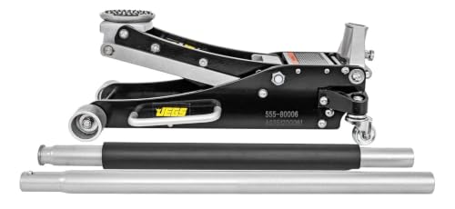 JEGS 2-Ton Low-Profile Aluminum Floor Jack [4,000 lbs. Capacity] | 2-Ton Low-Profile Aluminum Floor Jack for your shop/garage; aluminum and rubber construction