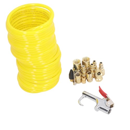 14PCS Air Compressor Kit with 1/4 Inch NPT Quick Connector, Nylon Air Hose Kit for Automotive Repair and Cleaning, Includes Blow Gun and Fittings for Dual - Use Pneumatic