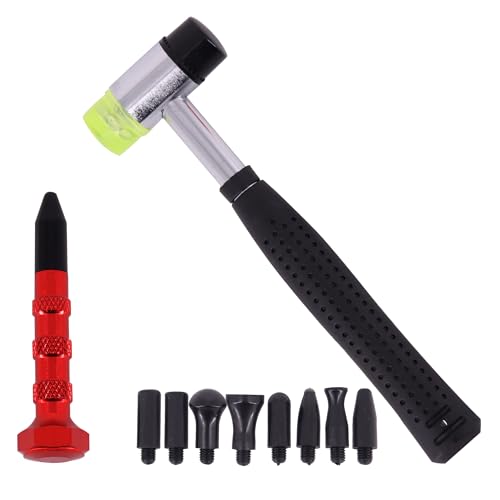 Dent Repair Tool Kits,Car Paintless Removal Tools Inclued Stainless Steel Tap Down Pen with 9 Heads Kit and Rubber Hammer for Car Refrigerator Door Dent Removal Tools - style: 11PCS