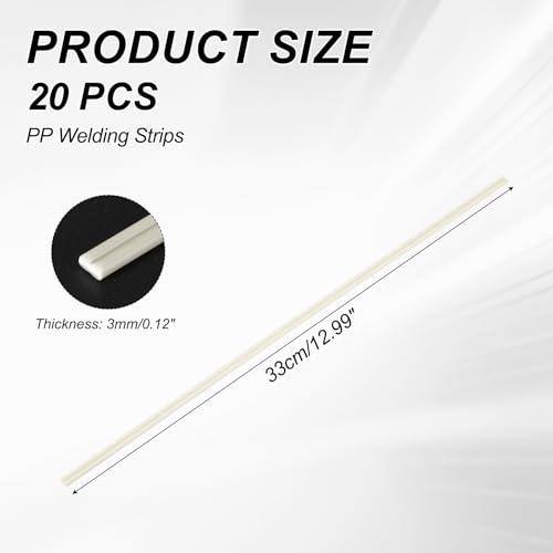 MECCANIXITY 20pcs Plastic Welding Rods, 13 Inch PP Welding Strips 1/4" for Plastic Welder Soldering Tool Kit, Car Bumpers, Kayak Repair, Yellow - size: 13 Inch x 1/4"
