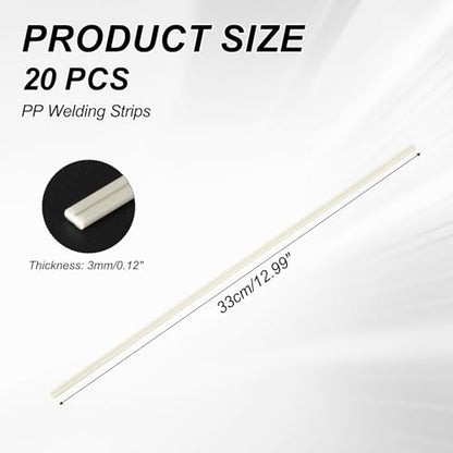 MECCANIXITY 20pcs Plastic Welding Rods, 13 Inch PP Welding Strips 1/4" for Plastic Welder Soldering Tool Kit, Car Bumpers, Kayak Repair, Yellow - size: 13 Inch x 1/4"