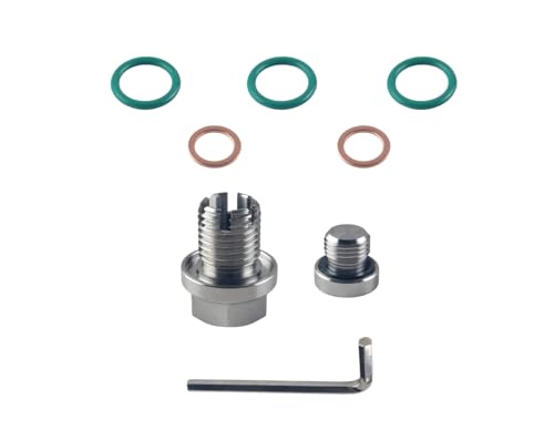 DEWHEL Stainless Steel M14.1-1.5 x 15mm Oversize Piggyback Oil Drain Plug Self Tapping Oil Pan Thread Repair Kit W/O-ring and Hexagonal Wrench