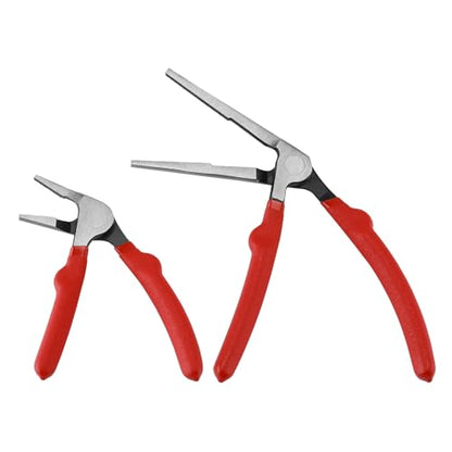 2PC Kiwi Bent Head Needle-Nose Pliers, Angled Head Needle Nose Kiwi Pliers, 6-Inch and 8-Inch, Double Injection Handles, Bent Head Design for Access Tight Spaces