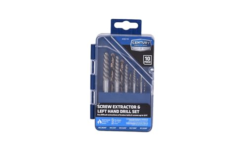 Century Drill & Tool 88710 Spiral Flute Screw Extractor & Left-Hand Drill Set, 10 Piece, M35 Cobalt Steel, Includes #1 - #5 Extractors & Left Hand Drills - size: 10-piece Spiral Flute