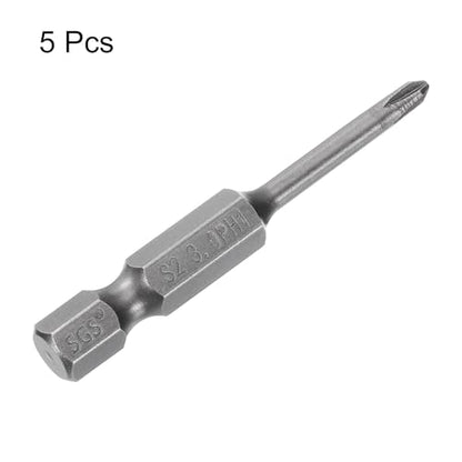 HARFINGTON 5pcs #1 Phillips Screwdriver Bit PH1 1/4" Hex Shank 2" (50mm) Long Magnetic S2 Steel Industrial Grade Screw Driver Bit Cross Head Electric Drill Bits 0.118" (3mm) Rod - size: PH1 x 50mm x 3mm