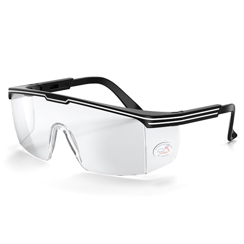 xaegistac Anti Fog Safety Glasses with Side Shields | UV400 Protective Eyewear,Impact Resistant Safety Goggles for Men Women - color: Clear Lens and Black Frame