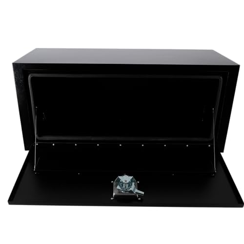 BLACKHORSE-RACING Black Steel Underbody Truck Tool Box with T-Handle Latch Smooth Surface Truck Tool Box for Underbed of Truck, Trailer, Rv 36"(L) x 14"(W) x 16"(H)-Black - size: 36" x 14" x 16"