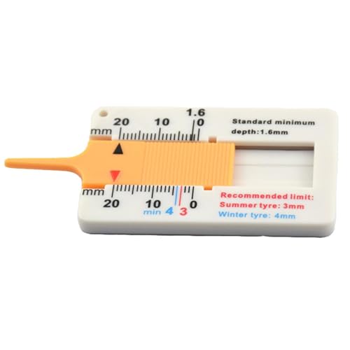 Generic Tread Depth Gauge for Tyres,Tyre Tread Depth Gauge, Auto Car Tyre Tread Depth Gauge Caliper Tire Ruler Vernier Depth Indicator Tire Wheel easure Tool (Yellow) - color: Yellow