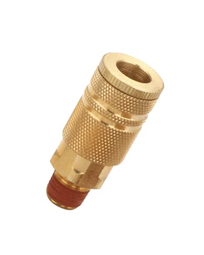 1/4 Inch Brass Male Industrial Coupler, 2 Pack | Air Hose Fittings, NPT Male Quick Connector, Air Coupler with Sealant, For Professional Jobsites and Automotive Shops - size: Male Coupler 2 Piece with sealant