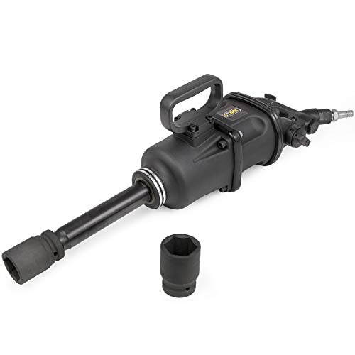Stark USA 1" Air Impact Wrench Gun Long Shank Pneumatic Truck Mechanics Socket (38mm & 41mm) Set Truck Trailer Heavy Duty Repairs and Maintenance with Carrying Case - color: Black