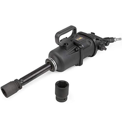 Stark USA 1" Air Impact Wrench Gun Long Shank Pneumatic Truck Mechanics Socket (38mm & 41mm) Set Truck Trailer Heavy Duty Repairs and Maintenance with Carrying Case - color: Black