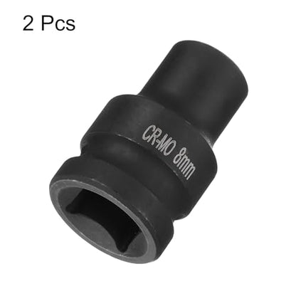 HARFINGTON 2pcs 4 Point Square Socket 1/2" Drive 8mm Metric Square Impact Socket CR-MO Blackening Standard Wheel Sockets Pneumatic Socket Tool for Auto Repair Mechanical Maintenance Home Use - size: 8mm