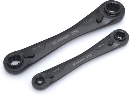 Crescent 2 Piece X6™ 4-in-1 Black Oxide Spline Ratcheting SAE Wrench Set - CX6DBS2 (Pack of 12) - size: SAE (Pack of 12)
