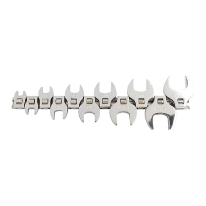 FABULETTA Crowfoot Wrench Set 3/8 Drive Open End Spanner, Carbon Steel Chrome Plated Metric Flare Nut Wrenches for Automotive Brake Line Hydraulic Fitting, Tight Space Accessory Kit, 11 Pieces