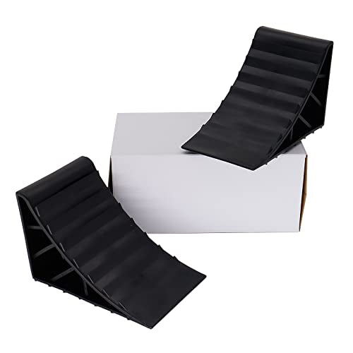 AUTOXBERT 2Pcs Wheel Chock Skid Resist Plastic High Strength Car Truck Stopper Control Wheel Anti-Slip Block Tire Support Pad - size: 2Pcs