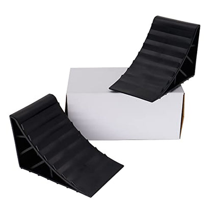 AUTOXBERT 2Pcs Wheel Chock Skid Resist Plastic High Strength Car Truck Stopper Control Wheel Anti-Slip Block Tire Support Pad - size: 2Pcs