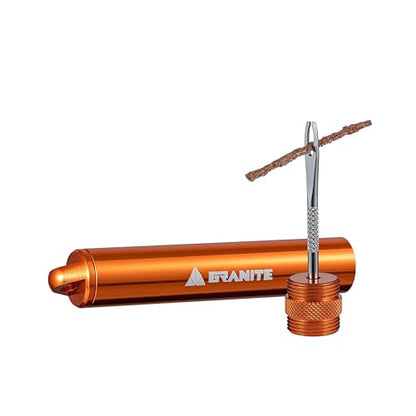 Granite Suture Tire Plug Kit, Compact Tubeless Flat Bicycle Tire Repair Kit with 2 Size Tire Plugs, Fix Mountain Bike and Road Bike Tire Punctures - color: Orange