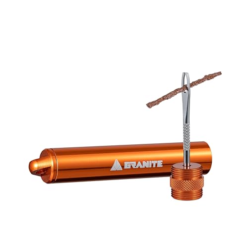 Granite Suture Tire Plug Kit, Compact Tubeless Flat Bicycle Tire Repair Kit with 2 Size Tire Plugs, Fix Mountain Bike and Road Bike Tire Punctures - color: Orange