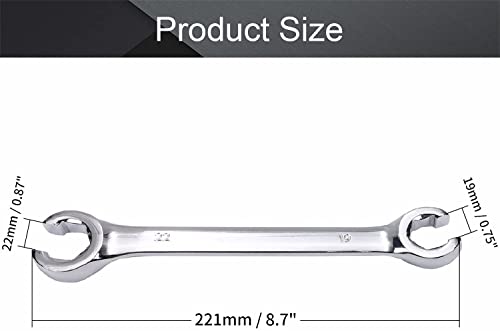 Heyiarbeit 2Pcs Flare Nut Wrench, 19mm x 22mm Metric Double Open End - size: 19*22mm, style: 2PCS
