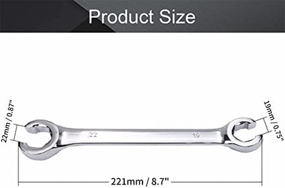 Heyiarbeit 2Pcs Flare Nut Wrench, 19mm x 22mm Metric Double Open End - size: 19*22mm, style: 2PCS