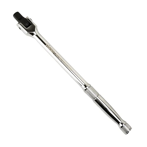 1/2-Inch Drive Breaker Bar, 12-Inch – Heavy Duty CR-MO Head & 18mm Thick Shaft – Dual-Knurled Non-Slip Grip, Constant Tension Flex Head, Premium Mirror Chrome Finish - size: 1/2" Drive x 12"