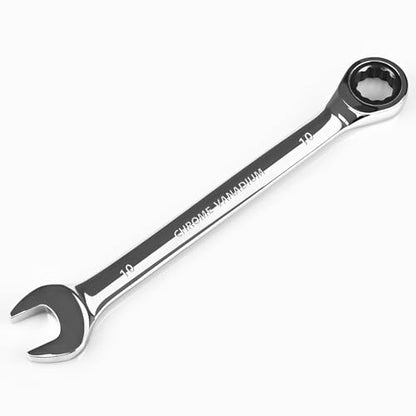 Egofine 10mm Ratchet Wrench, Ratcheting Combination Wrench Metric 10mm Wrench, Industrial Grade Gear Spanner with 12-Point Design, 72-Tooth Ratchet, Chrome Vanadium Steel - size: 10mm