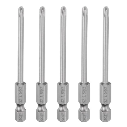 HARFINGTON 5pcs #2 Phillips Screwdriver Bit PH2 1/4" Hex Shank 3" (75mm) Long Magnetic S2 Steel Industrial Grade Screw Driver Bit Cross Head Electric Drill Bits 0.138" (3.5mm) Rod - size: PH2 x 75mm x 3.5mm