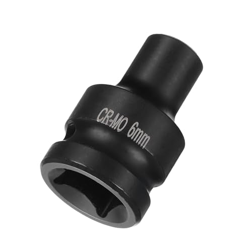 HARFINGTON 4 Point Square Socket 1/2" Drive 6mm Metric Square Impact Socket CR-MO Blackening Standard Wheel Sockets Pneumatic Socket Tool for Auto Repair Mechanical Maintenance Home Use - size: 6mm