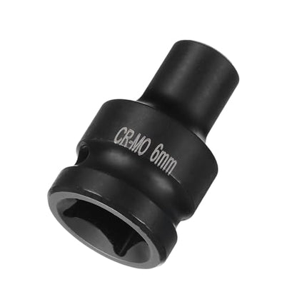 HARFINGTON 4 Point Square Socket 1/2" Drive 6mm Metric Square Impact Socket CR-MO Blackening Standard Wheel Sockets Pneumatic Socket Tool for Auto Repair Mechanical Maintenance Home Use - size: 6mm