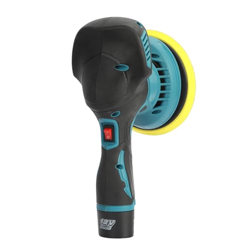 Cordless Car Buffer Polisher, 6 Variable Speed Battery Powered Cordless Powerful Motor Ergonomic Handle Car Polishing Dual Action Car Buffer Polisher with Gloves Apron Set Black&Blue