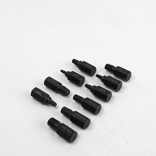 10 Pcs Screw Extractor Set, Alloy Steel Damaged & Stripped Screw Remover, Bolt Extractor Kit for Home and Professional Use - color: Black