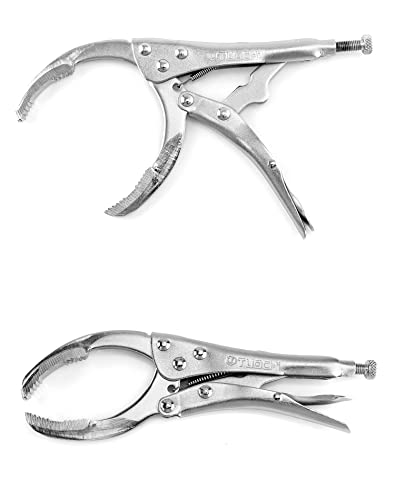 QWORK Locking Grip Oil Filter Wrench Pliers, 9 inch Alloy Steel Remover Wrench Tool, Fits Most Car and Equipment Filters - Heat Treated Carbon Steel with Nickel Plating