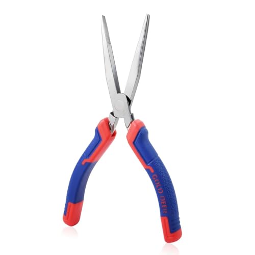 7 Inch Long Flat Nose Pliers with Serrated Jaw Extended Head Duckbill Pliers Clamping Bending Precision Jewelry Making Hand Tools Beading Hobby Work Craft Supplies TPR Handle - style: Serrated Jaws