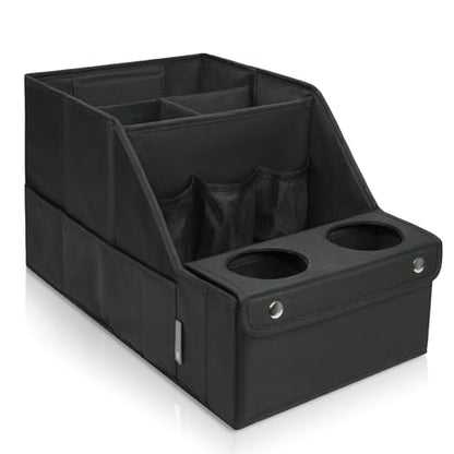 MULISOFT Car Seat Organizer- Backseat Car Organizer with 11 Storages Compartments and 2 Cup Holders, Organizers and Storage, Front Seat for Travel Kids,Black | Made from durable Oxford fabric with a waterproof surface, anti-slip buckles, and a foldable de
