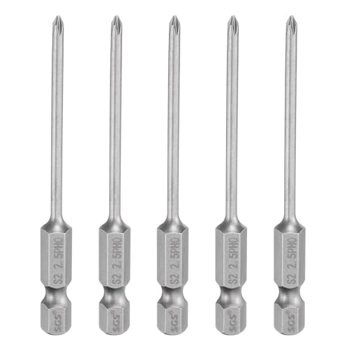 HARFINGTON 5pcs #0 Phillips Screwdriver Bit PH0 1/4" Hex Shank 3" (75mm) Long Magnetic S2 Steel Industrial Grade Screw Driver Bit Cross Head Electric Drill Bits 0.098" (2.5mm) Rod - size: PH0 x 75mm x 2.5mm