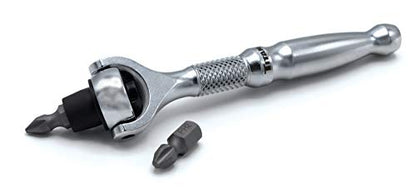 Titan 11318 1/4-Inch Drive x 4-Inch 90-Tooth Swivel Head Micro Ratcheting Bit Driver - Silver - style: Swivel Head - Silver