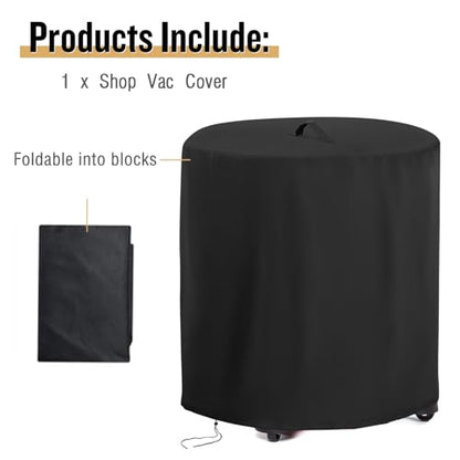 Kingling Cover for Shop Vac for 12-16 Gallon Shop Wet Dry Vacuums | Wet and Dry Shop Vacuum Cleaners Dust Cover Protection 24''D x 26.5''H Black - size: 24''D x 26.5''H
